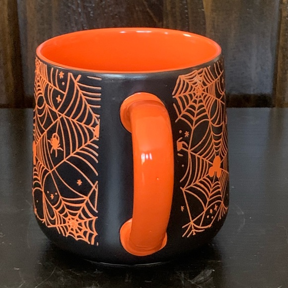 Disney Mickey Mouse Spider Web Ceramic Halloween Mug - Black & Orange - Picture 5 of 9